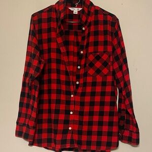 Old Navy Red and Black Checkered Button-Up Shirt